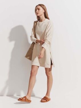 Varley Albert Dress Women’s Medium  Sweatshirt Dress Oatmeal Zipper Ribbed